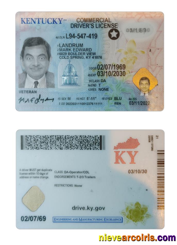 USA Kentucky driving license 2022-present